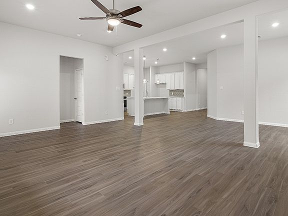 Family Room to Dining Area and Kitchen