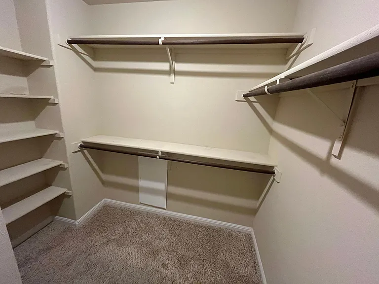 Walk-in closet in the master bedroom