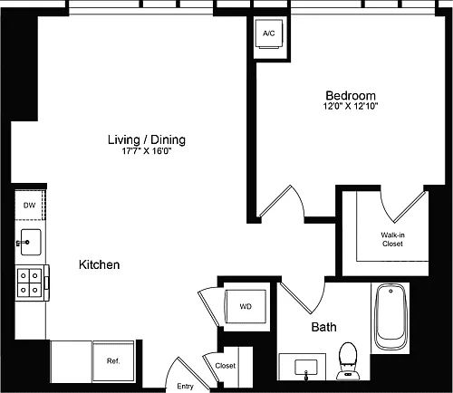 Floor plan 1 Bedroom E