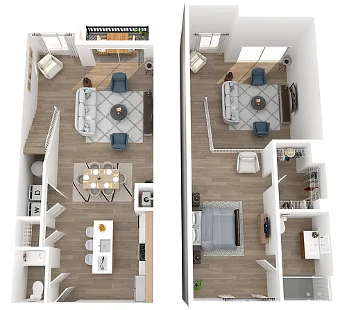 Floor plan 1 Bedroom Loft with Private Balcony