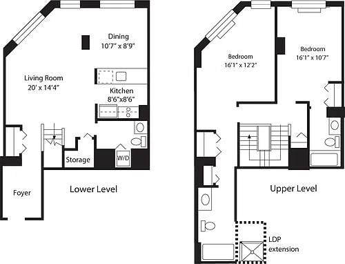 Floor plan LD, LDP with extension
