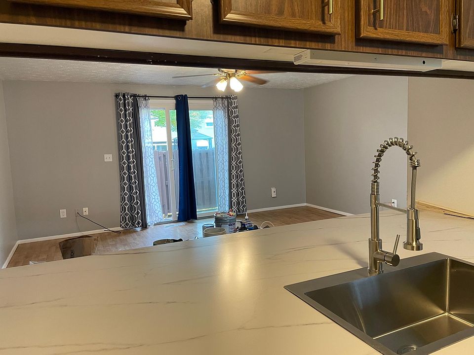 Kitchen with living room view