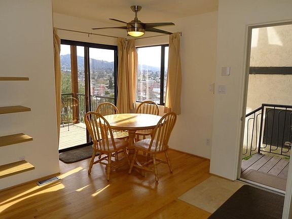 Dining room with sliding door to deck