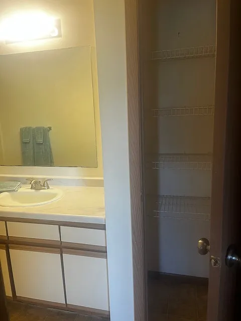 Full bath closet space.
