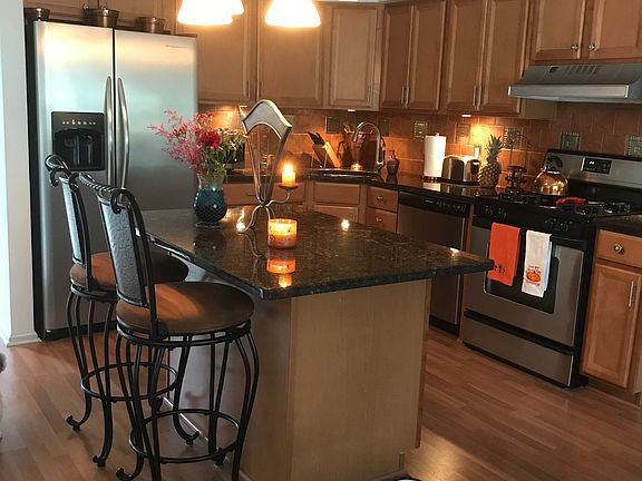 Granite countertops, island