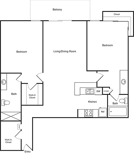 Floor plan 2 Bedroom D