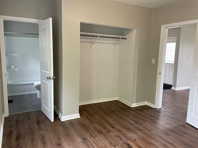 Master bedroom with closet (doors are installed).