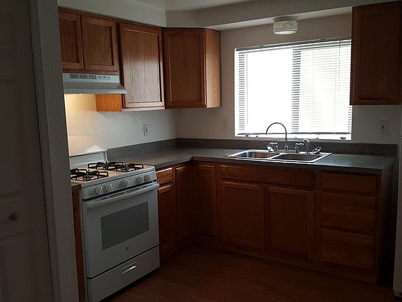 Concrete countertops, deep stainless sink.