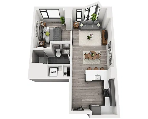 Floor plan One Bedroom A1AD