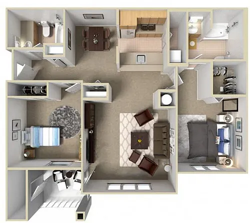 Floor plan 2 Bed 2 Baths
