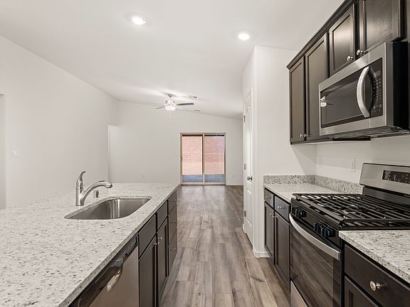 The kitchen connects to the dining area
