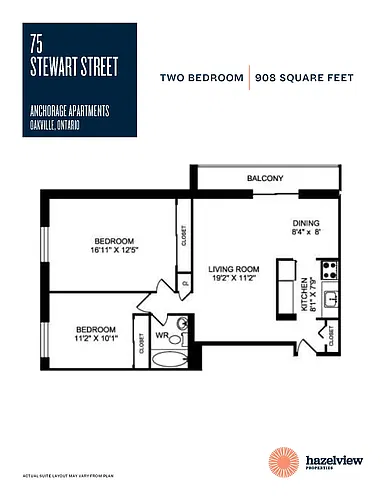 Floor plan 2 Bedroom, 1 Bathroom