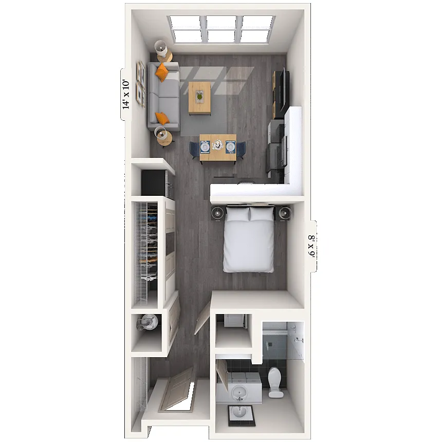 Floor plan Studio 0x1 432-529 SF