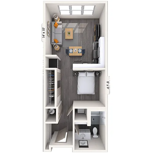 Floor plan Studio 0x1 432-529 SF