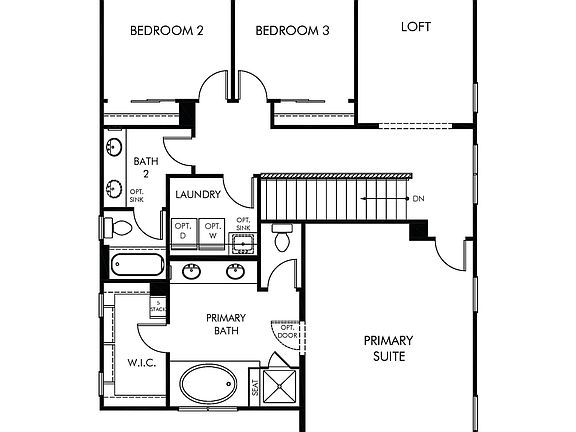 2nd Floor - Master Suite and Bath, 2 Secondary Bedrooms, Bonus Room/Office, Bath 2 compartmentalized with door for shower/toilet area, Laundry Room