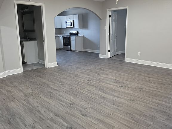 View from entry way with step up