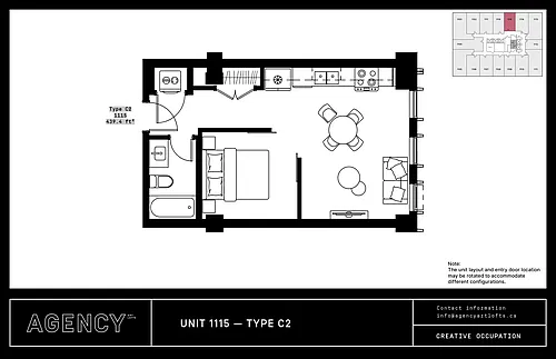 Floor plan Type C 1 Bed 1 Bath 5