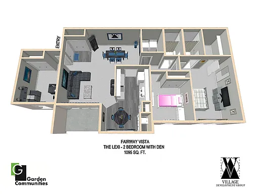 Floor plan Two Bedroom with Den