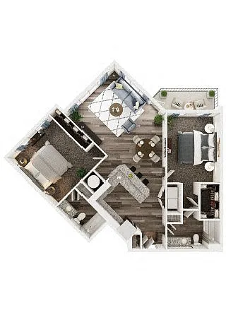 Floor plan 2 Bedroom 2 Bath Corner A