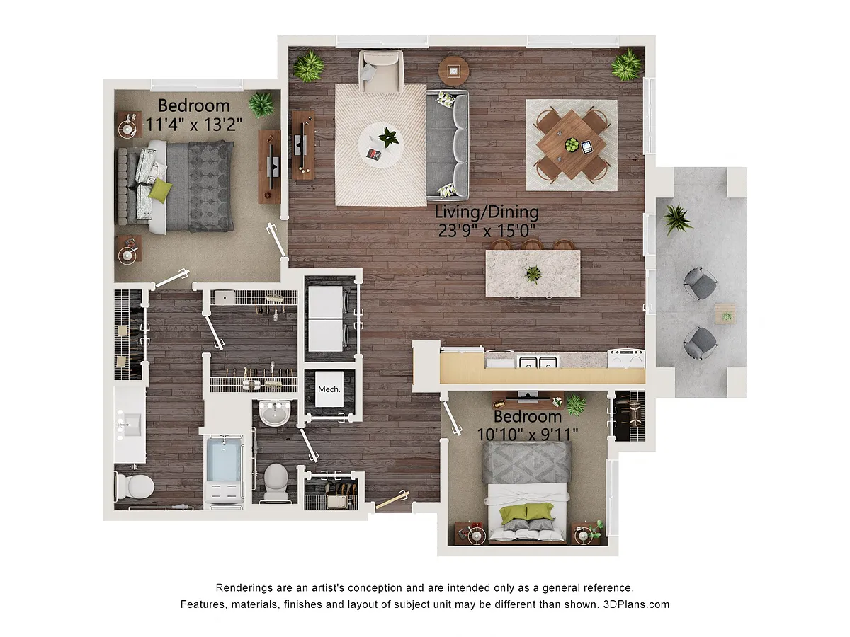 Floor plan Two Bedroom - 2CA