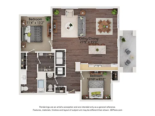 Floor plan Two Bedroom - 2CA