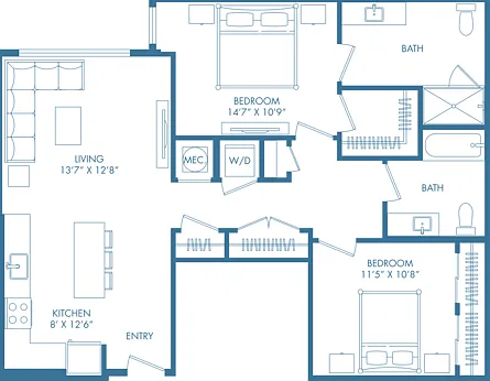 B7u | 2x2 | 1104 sq ft B7u | 2x2 | 1104 sq ft