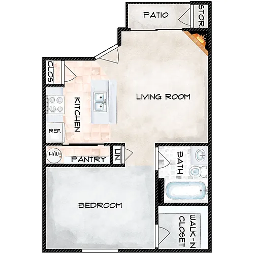 Floor plan 1 Bed 1 Bath