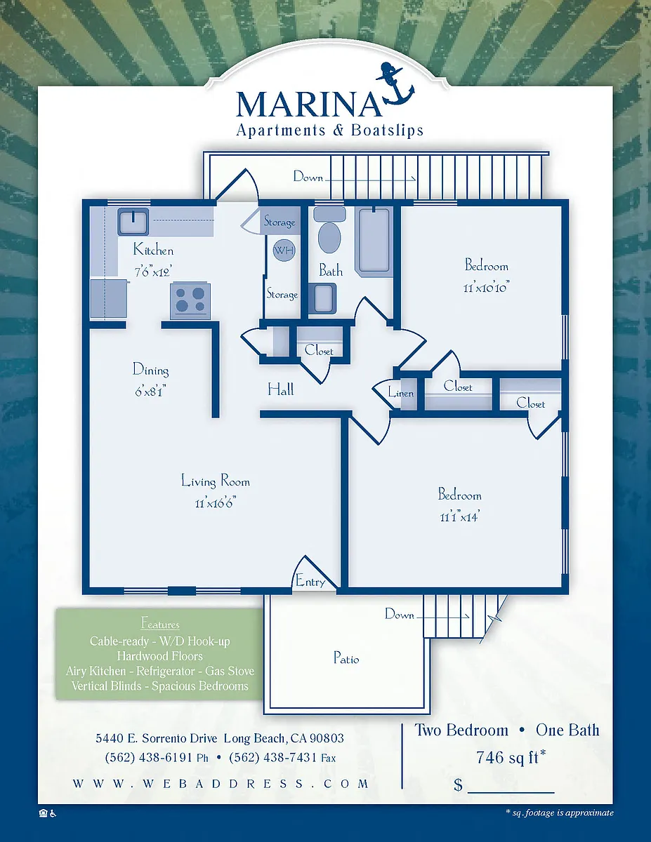 Floor plan Two Bedroom/ One Bath