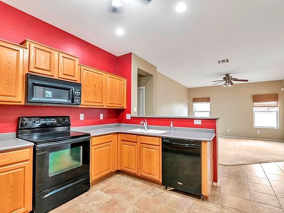 Kitchen overlooks family room