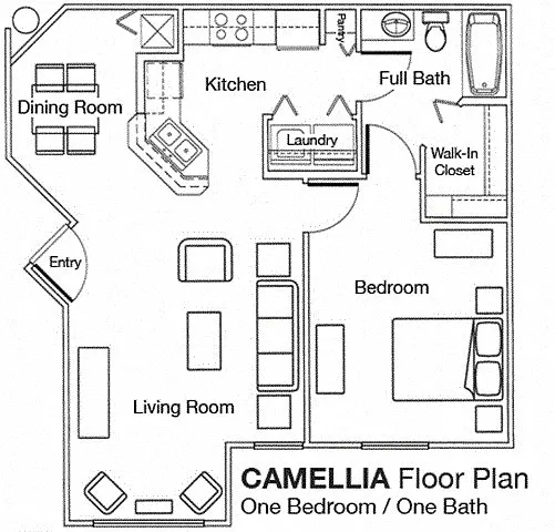 Floor plan One Bedroom One Bathroom 60%