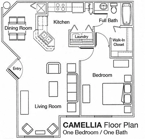Floor plan One Bedroom One Bathroom 60%