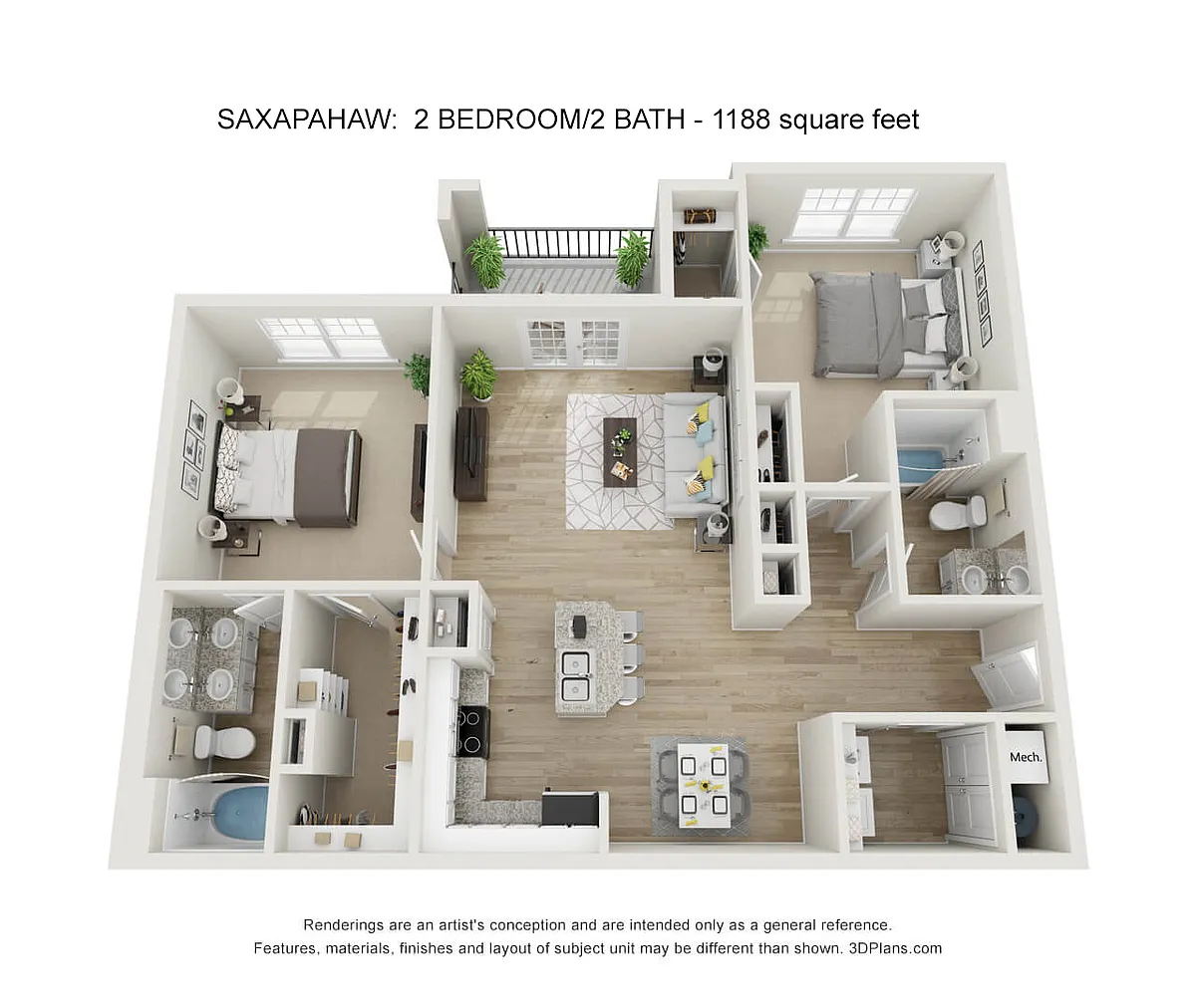 Floor plan 2 Bdrm 2 Bath C