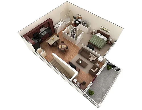 Floor plan A5 Old Rosebud - 1 Bedroom, 1 Bathroom