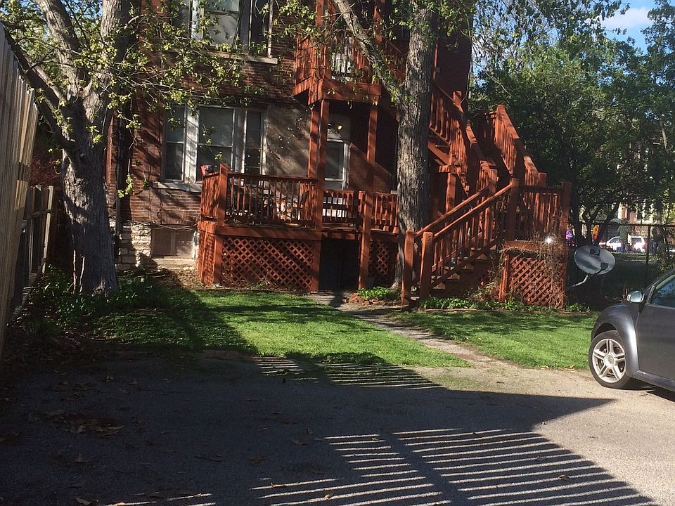 Rear of building and parking area
