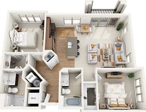 Floor Plan 2F | Wells Street Station | Apartments in Delafield, WI Floor Plan 2F | Wells Street Station | Apartments in Delafield, WI