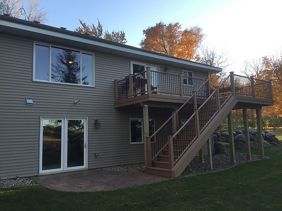 Large deck & stamped patio