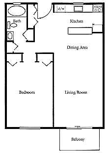 Floor plan Phase I one bedroom