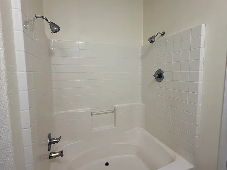 Mater bath. Large soaking tub and dual shower heads