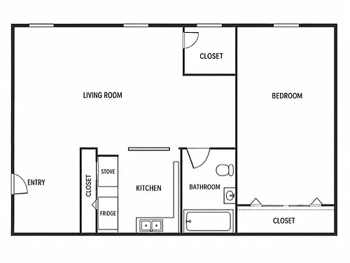 Floor plan One Bed One Bath