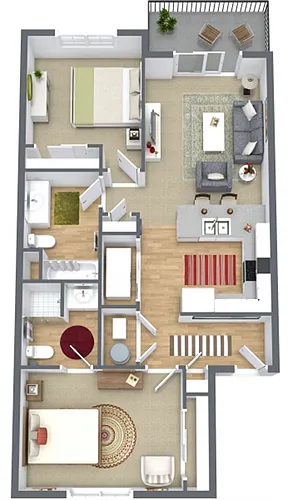 Floor plan Flat 2 Bedroom 2 Bathroom