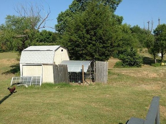 Backyard with storage Building