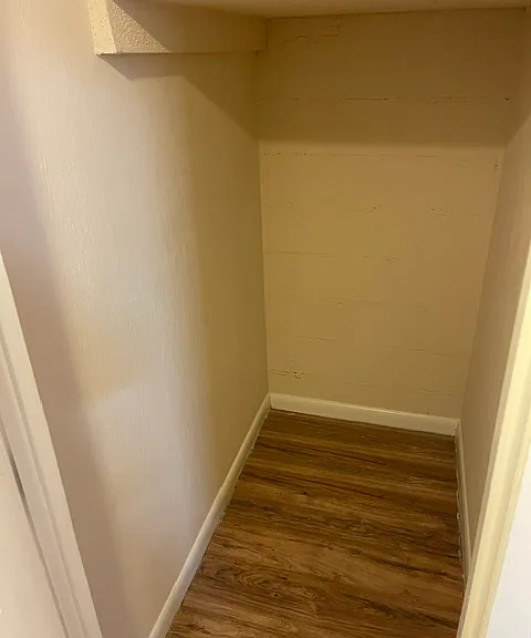 Storage under stairs.