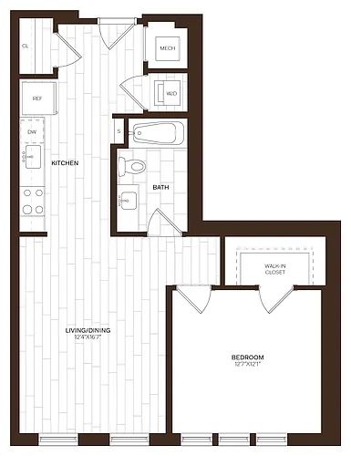 Floor plan 1 Bed/1 Bath-A10