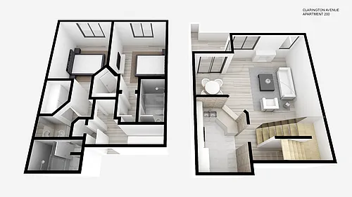 Floor plan Two Bed ~ Two Bath Townhouse
