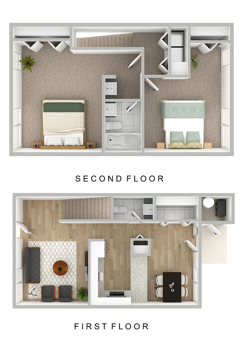 Floor plan 2 Bed 1.5 Baths