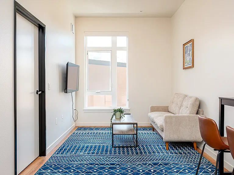 Fully Furnished One-Bedroom, One-Bathroom Floor Plan
