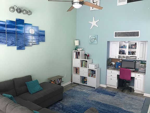 High ceiling living area