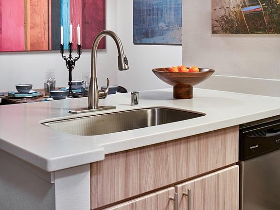Modern kitchen with stainless steel appliances at Griffis North Creek