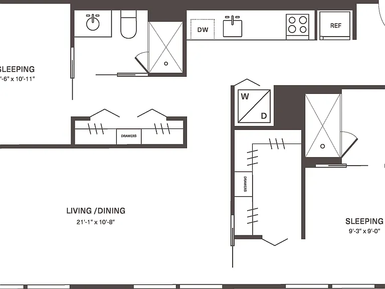 L1 Two Bedroom Two Bath Apartment at Fishtown Urby L1 Two Bedroom Two Bath Apartment at Fishtown Urby