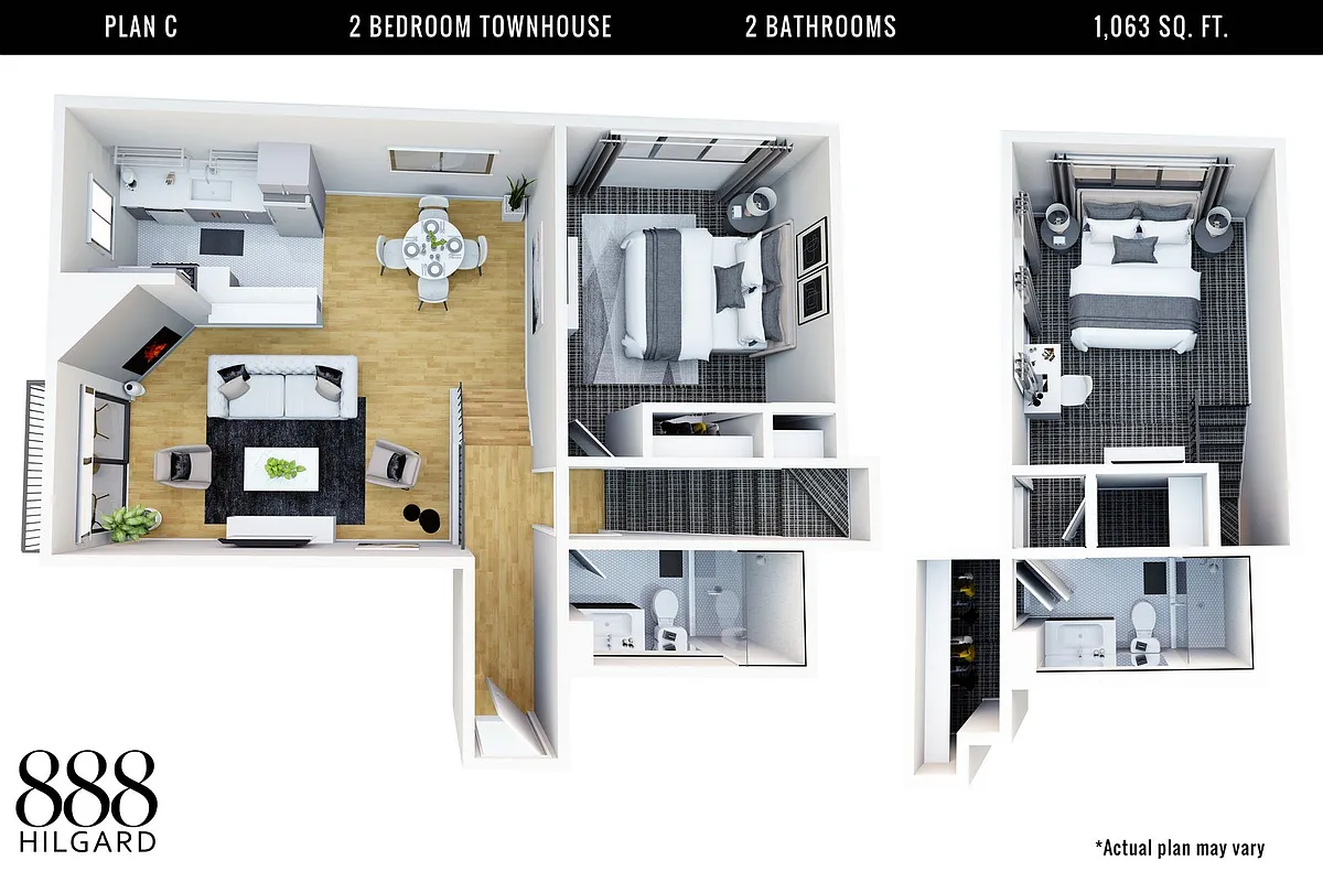 Floor plan 2+2 Townhouse Furnished